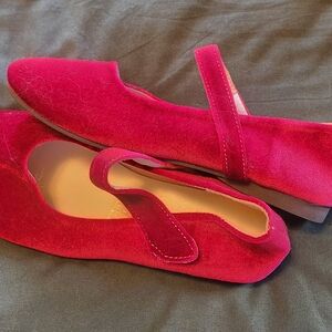Elegant Red Velvet Flat Women's Shoes